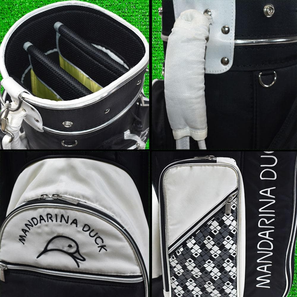 マンダリナダック/Kasco レディース キャディバッグ【黒×白】美品