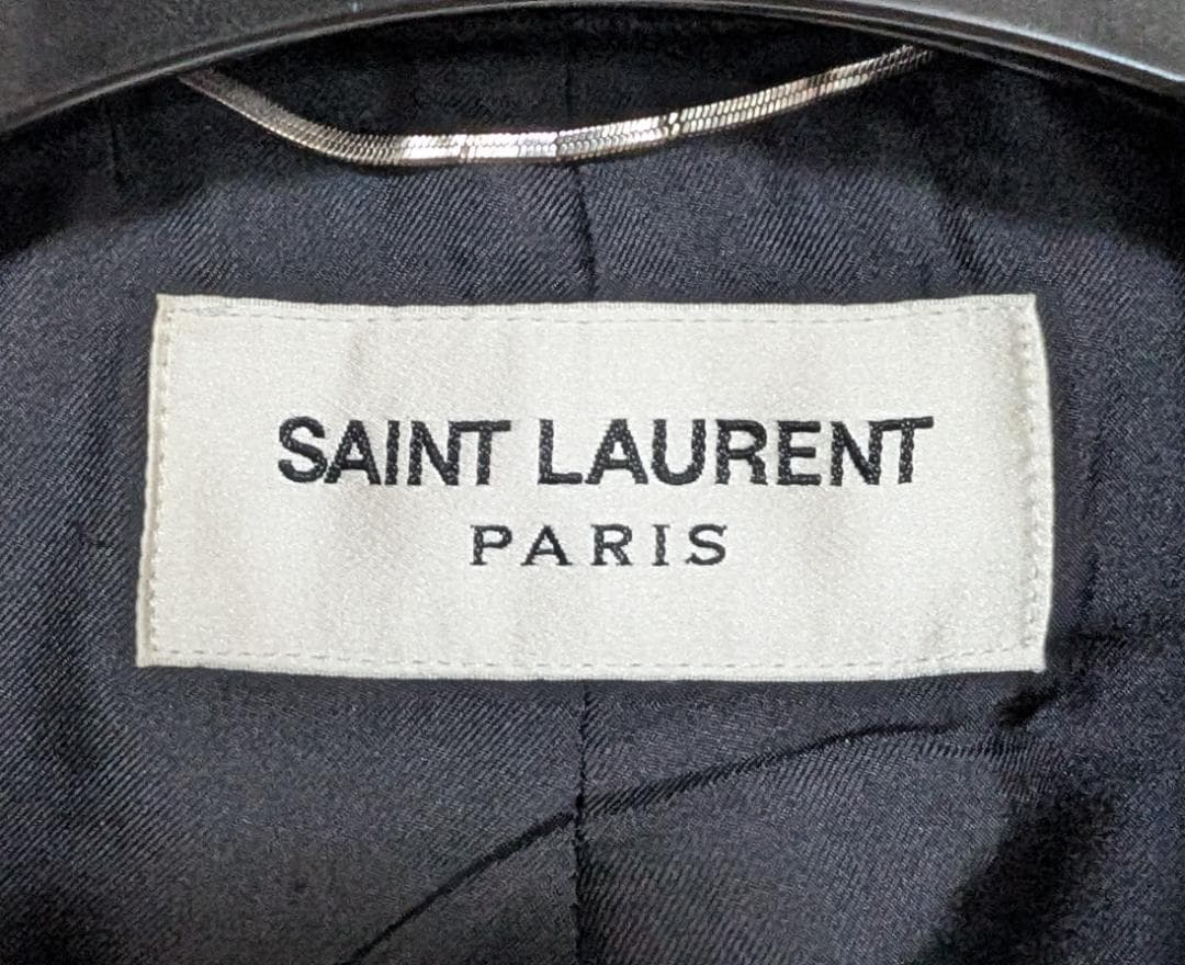 52万 13AW サンローランパリ ウール フランネル チェスターコート 50