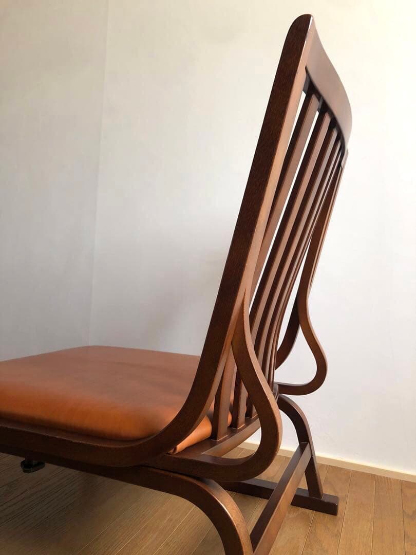 秋田木工社製 低座椅子 革張り ジャパニーズモダン ヴィンテージ 和