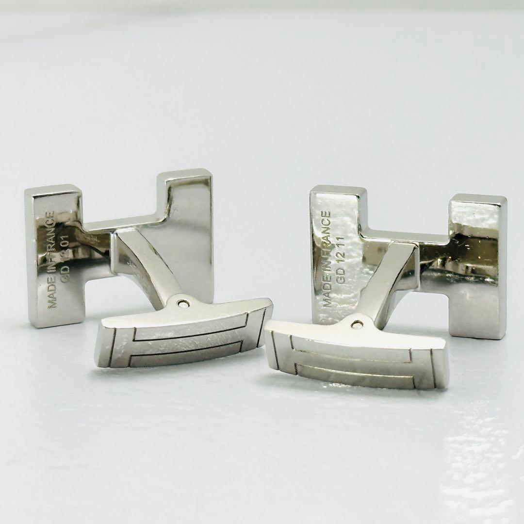 現行品 HERMES カフリンクス クイズ レインボー シルバー Hロゴ
