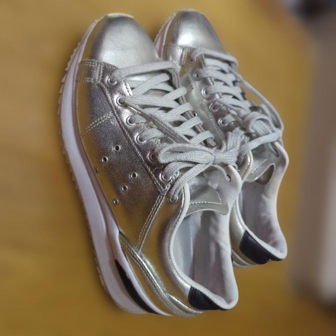 【美品】オニツカタイガー ローンシップ シルバー スニーカー 厚底 24.5cm