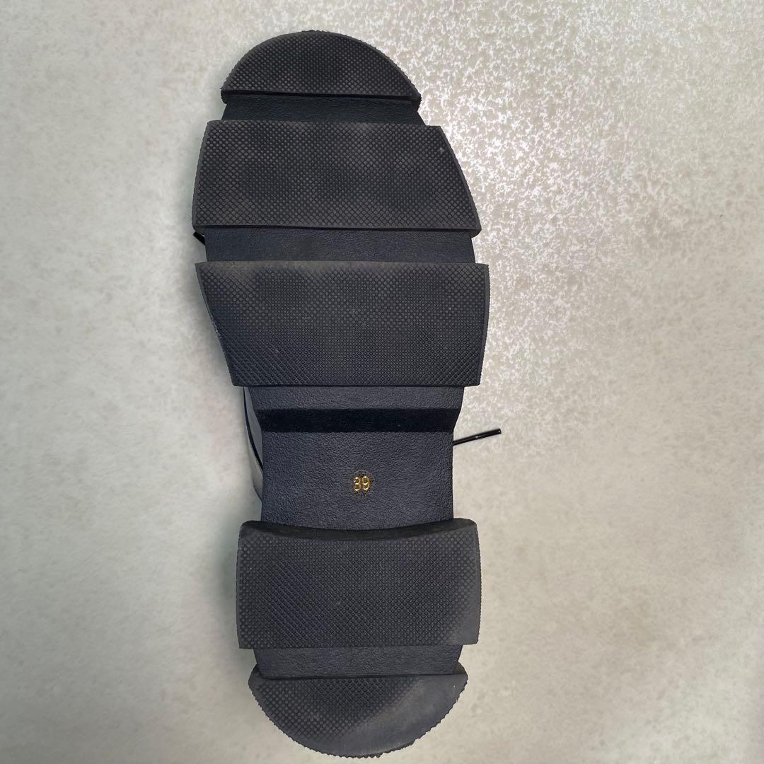 MANA☆ブラック☆24.5cm☆レースアップシューズ☆厚底☆レザー