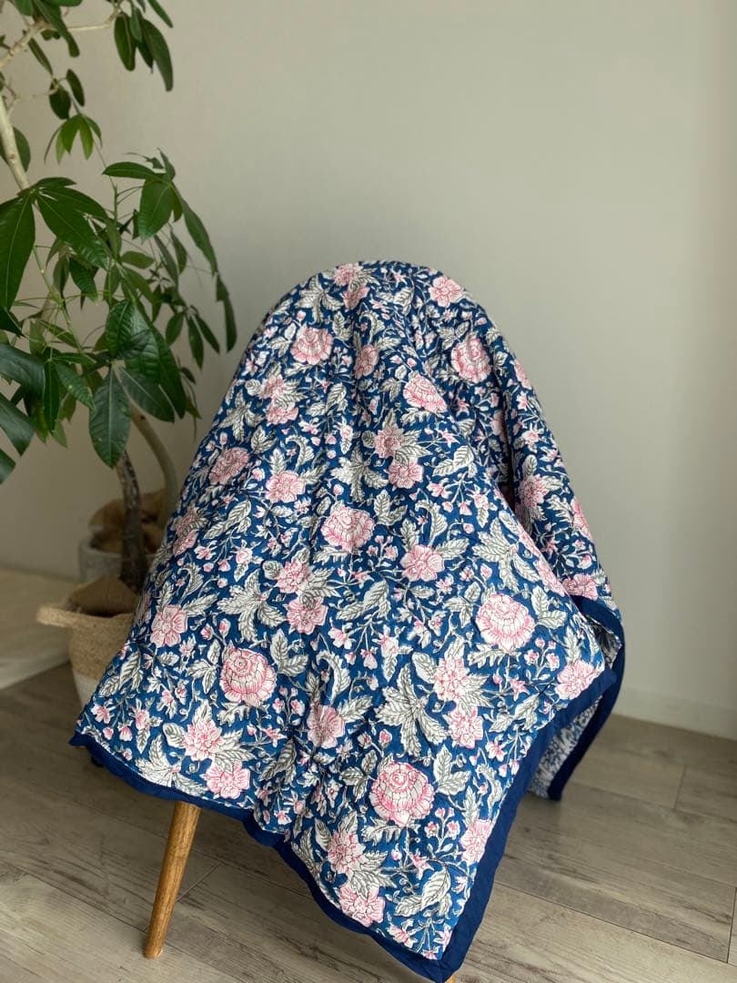 ハンドブロックプリントキルト ベビーキルト ハンドブロックプリント