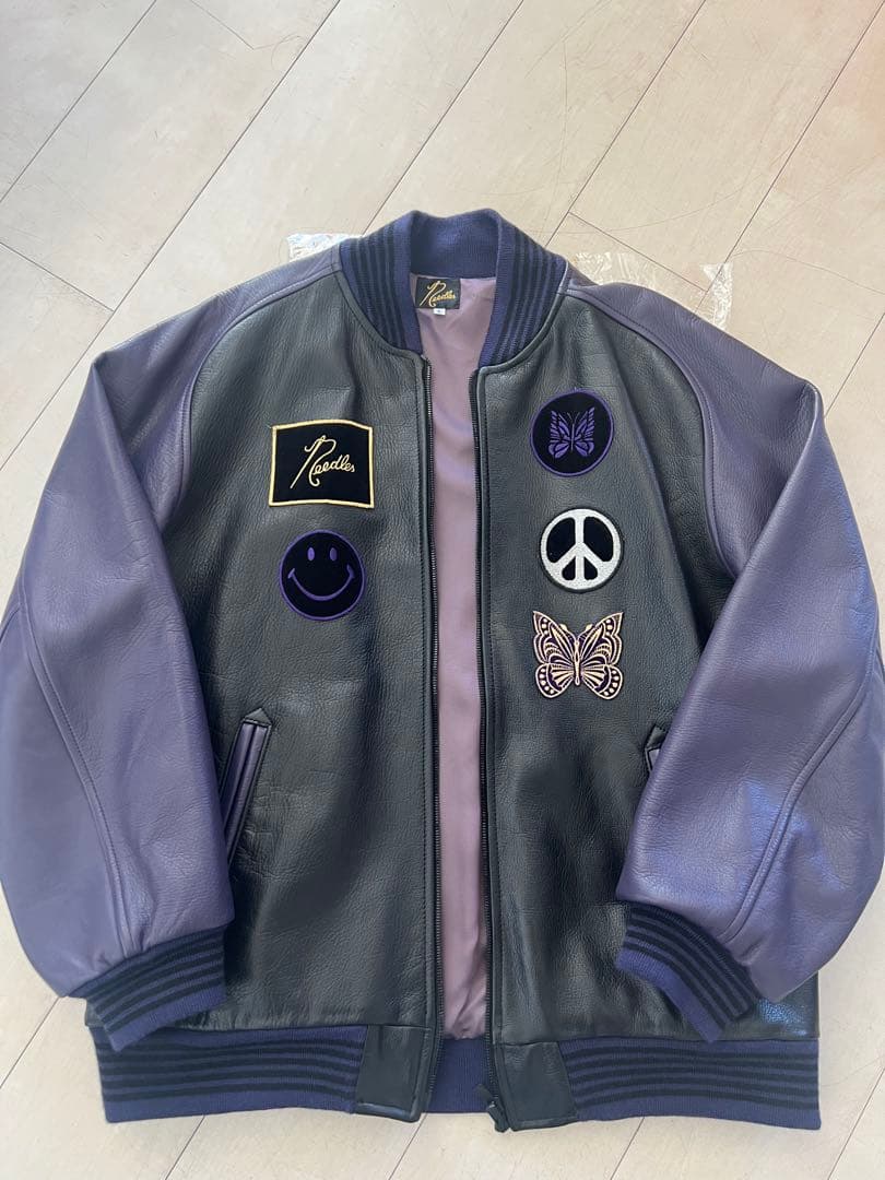 NEEDLES ニードルス レザー アワードジャケット スタジャンL - メルカリ