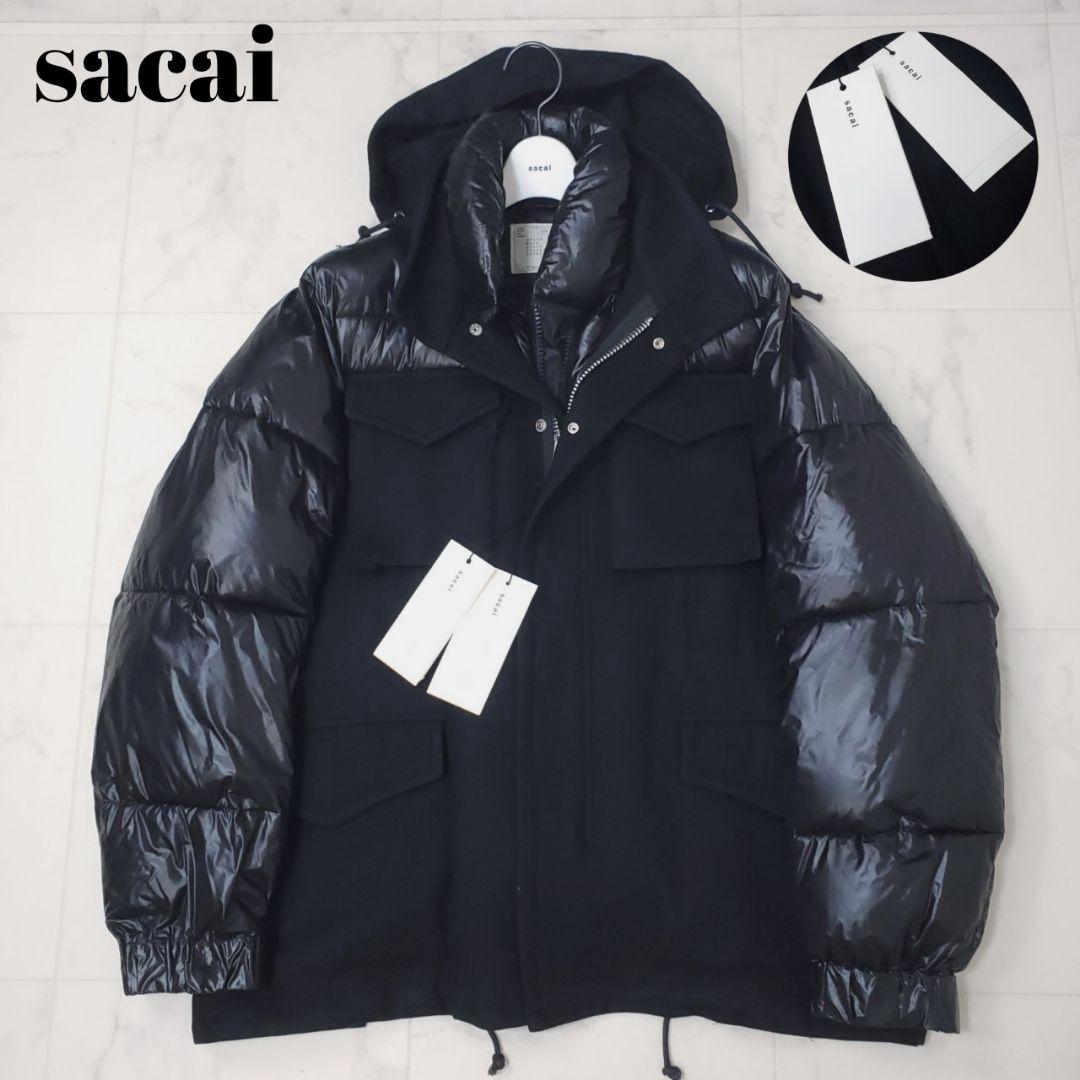 新品タグ付✨サカイ 20AW 限定品 ウールメルトンパファージャケット 黒