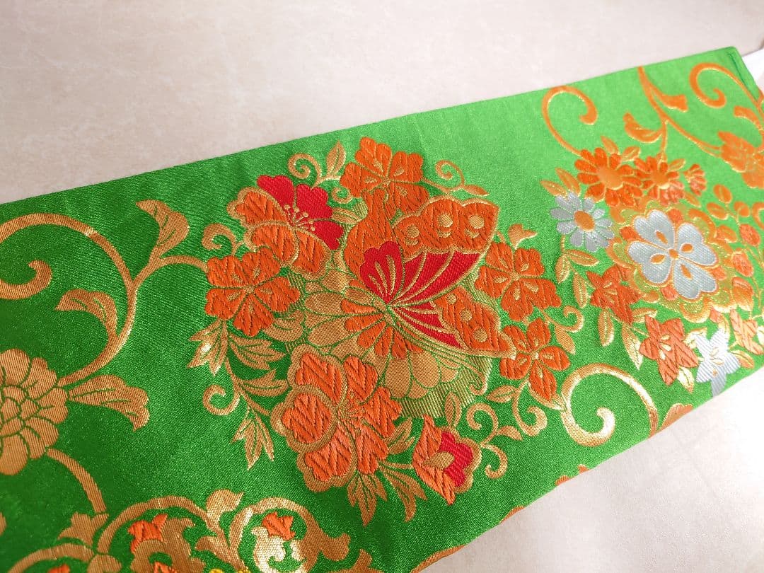 七五三 ジュニア帯 作り帯 一点物 蝶柄 鳳凰 緑系 - メルカリ