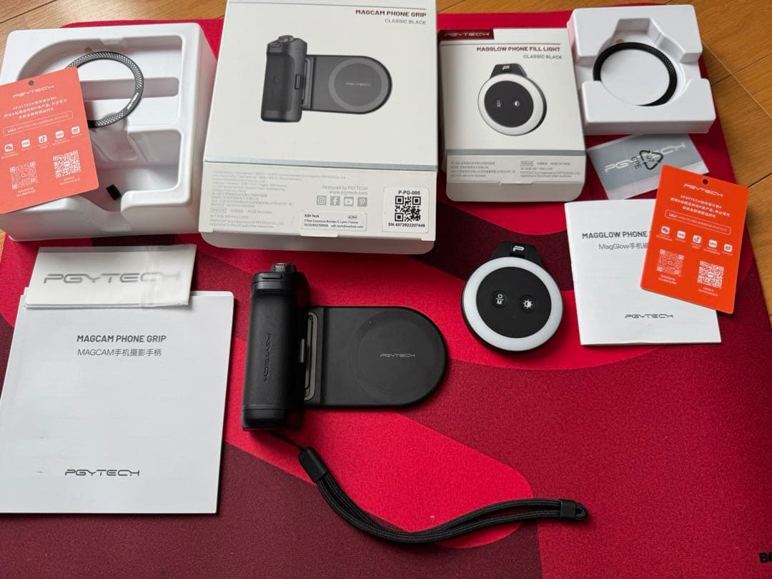 PGYTECH MagCam スマートフォン グリップ ライトセット ブラック