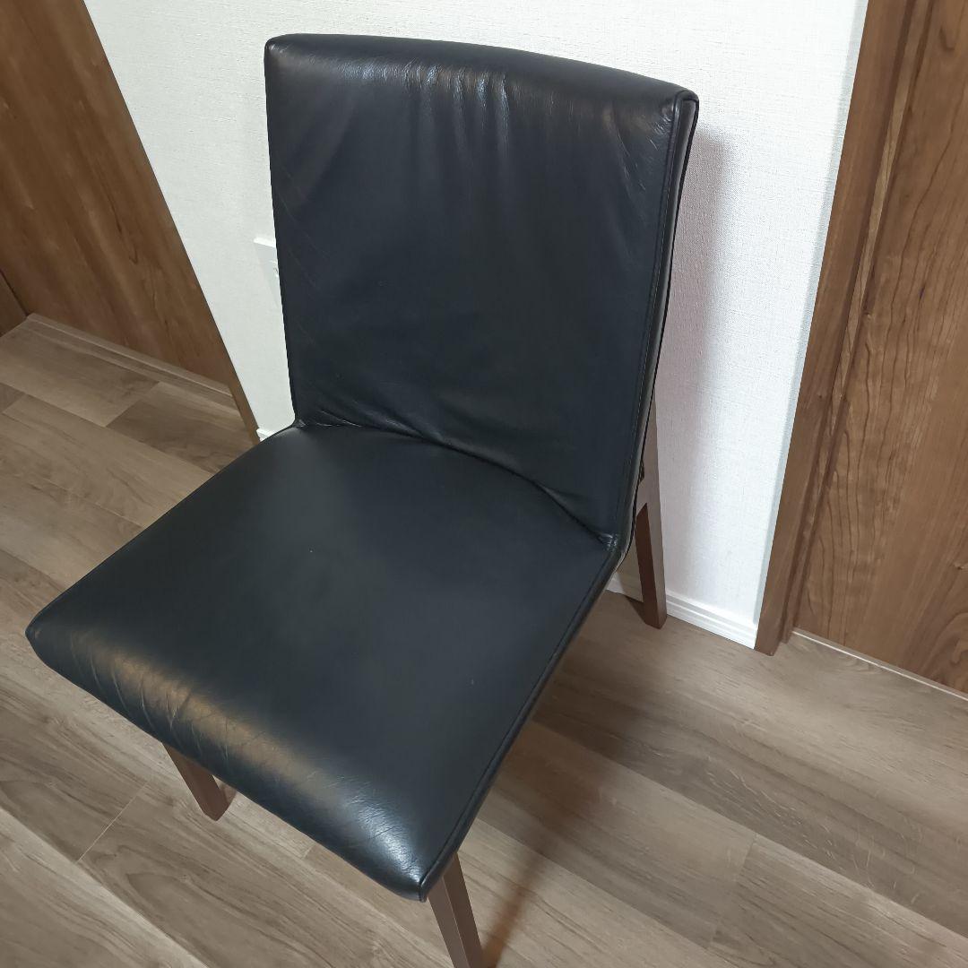 ACTUSで購入】RELATEブラックレザーチェア ウォルナット 残り1脚