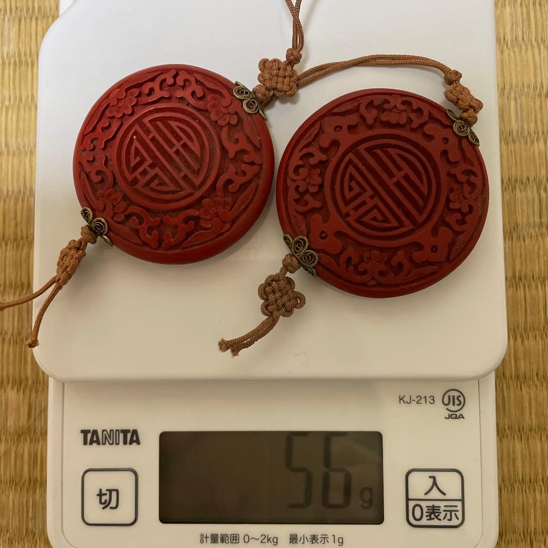 堆朱 漆 風鎮 朱 中国 アンティーク 掛軸 飾り 古玩 古美術 China 赤