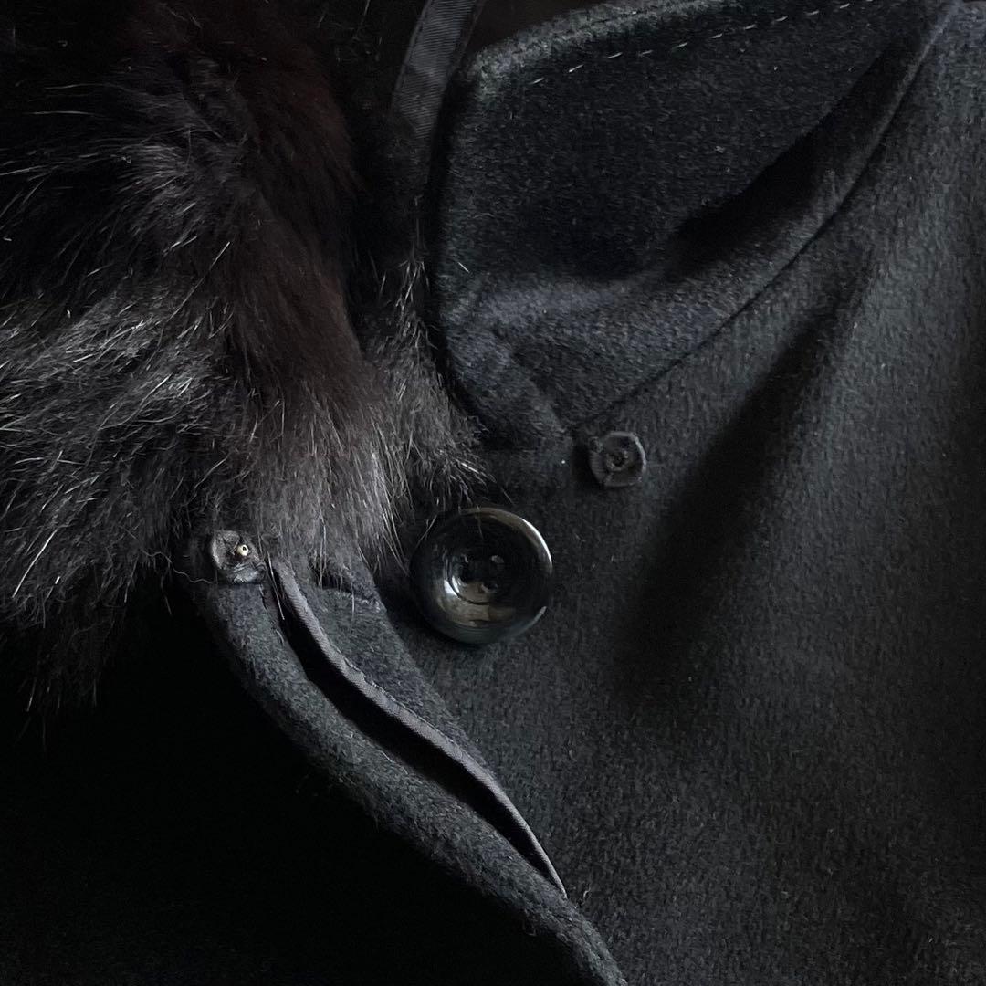 未使用級 カシミヤ100% ブルーフォックス ロングコート ブラック 9AR