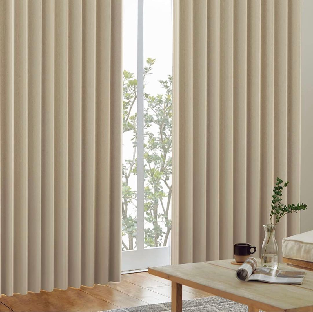 1級遮光カーテン　丈210cm×幅200 [色]ミルクティ 日本製 20色から選べる 1級遮光カーテン・レースセット 幅100cm（各2枚