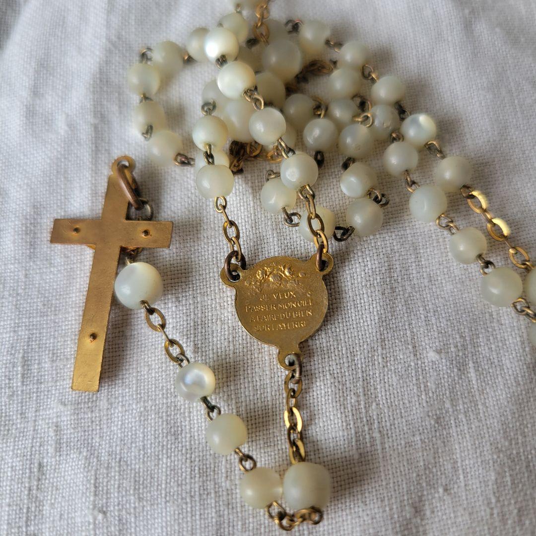 フランス アンティーク ロザリオケース ロザリオ入り ルルド