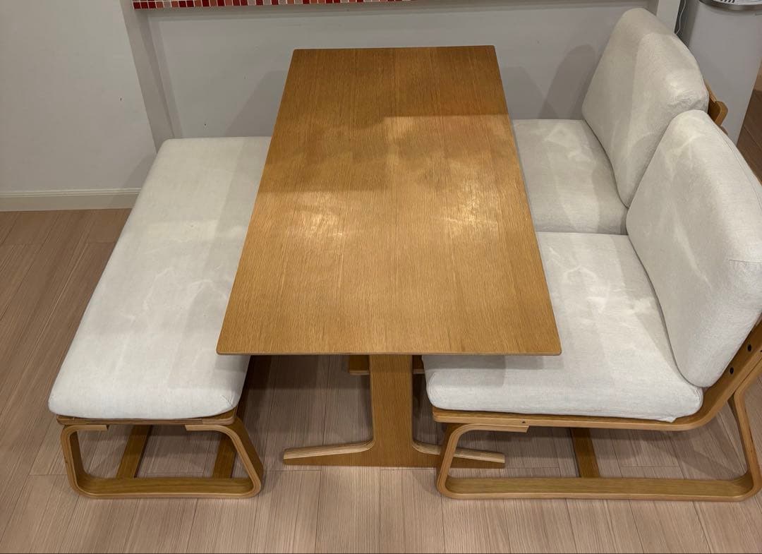 【引取り限定】無印ダイニングテーブル、チェアセット 無印良品 / muji オーク無垢材 ダイニングセット テーブル チェア2脚