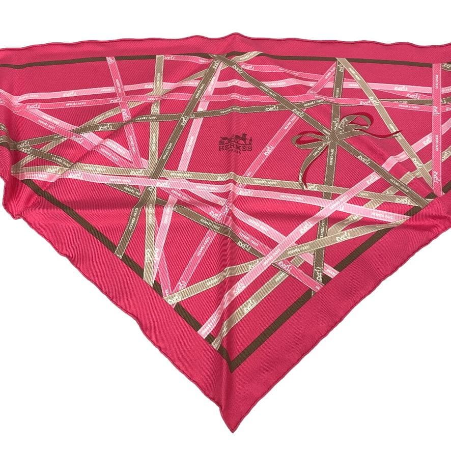 エルメス HERMES ポワントゥ 三角スカーフ スカーフ シルク ピンク