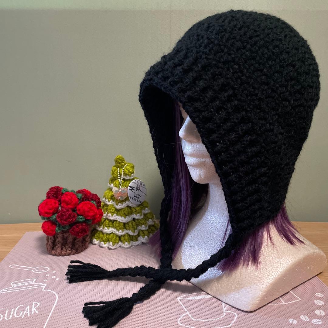 ボンネット バラクラバ ニット帽 ハンドメイド 手編み かぎ編み - メルカリ