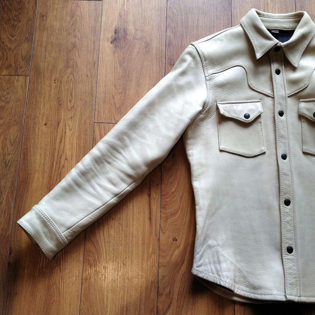 フラットヘッド ディアスキン レザーシャツ 42 XL - メルカリ