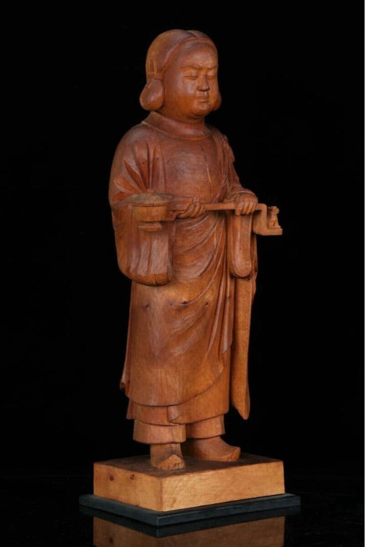 木彫 聖徳太子 孝養太子像 細密彫刻 ガラスケース付 高さ39cm 木造 彫刻