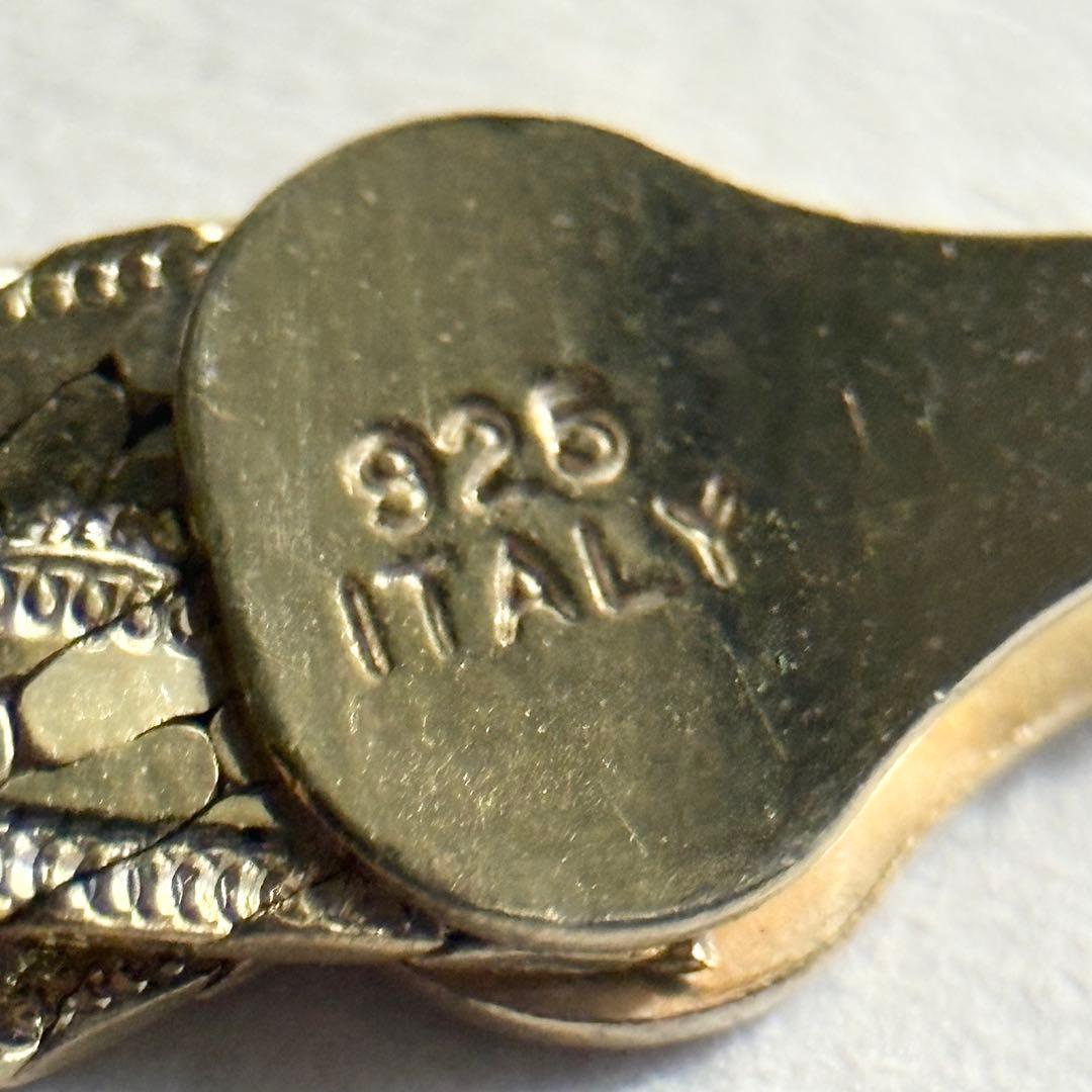 イタリア製 ヴィンテージ 925×GP ヘリンボーン 編込みチェーンブレスレット