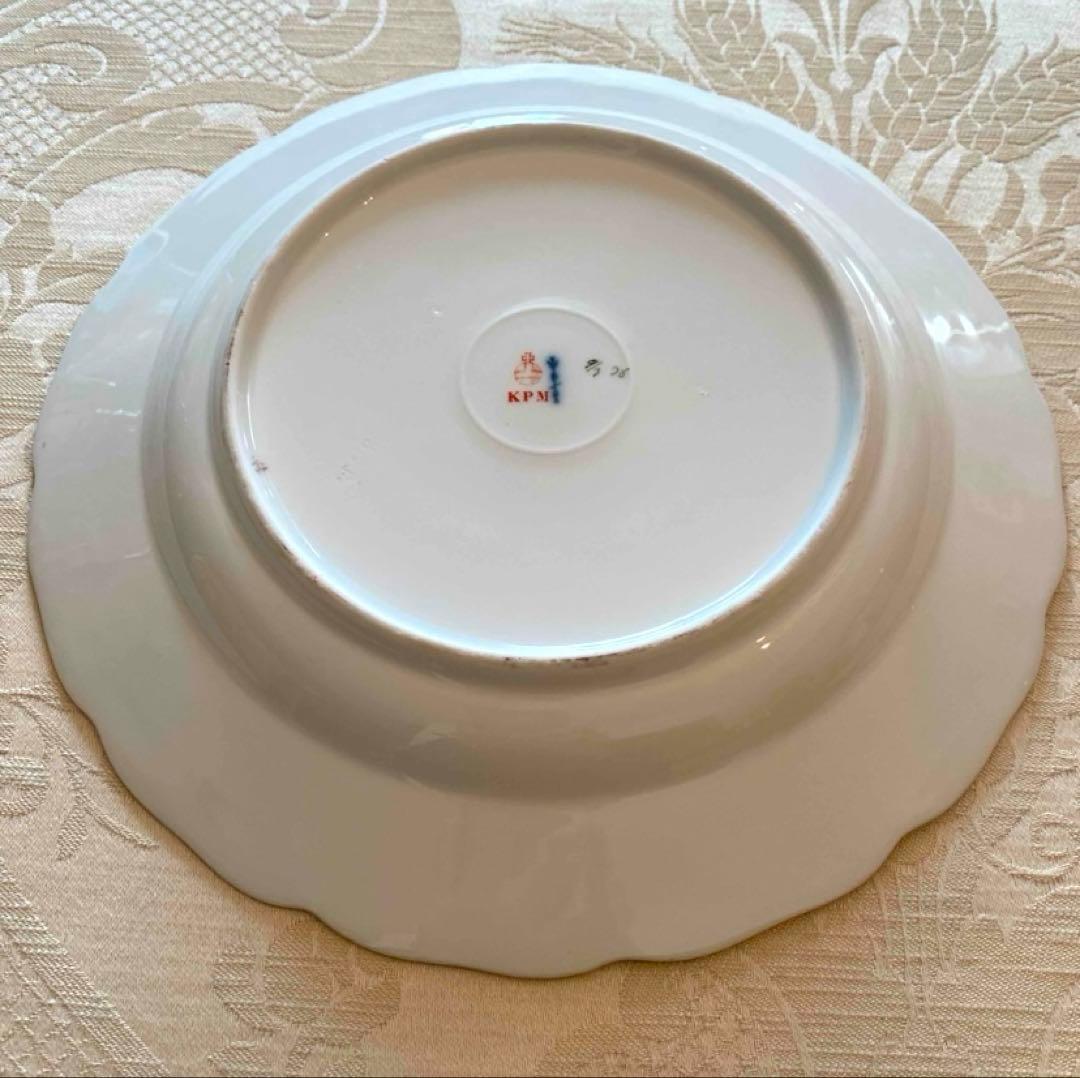 KPMベルリン】印象主義「花と蝶」 金彩 レリーフ 皿／ディナー 6