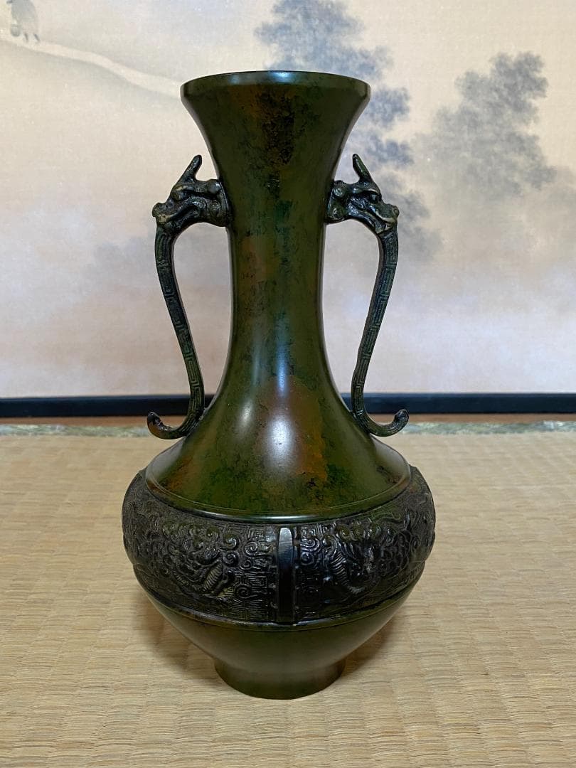 青銅製　壺　吉秀作　大正十三年 青木龍山『染付豊鶏文大壺』 - 国内外の優れた伝統工芸品・美術工芸品