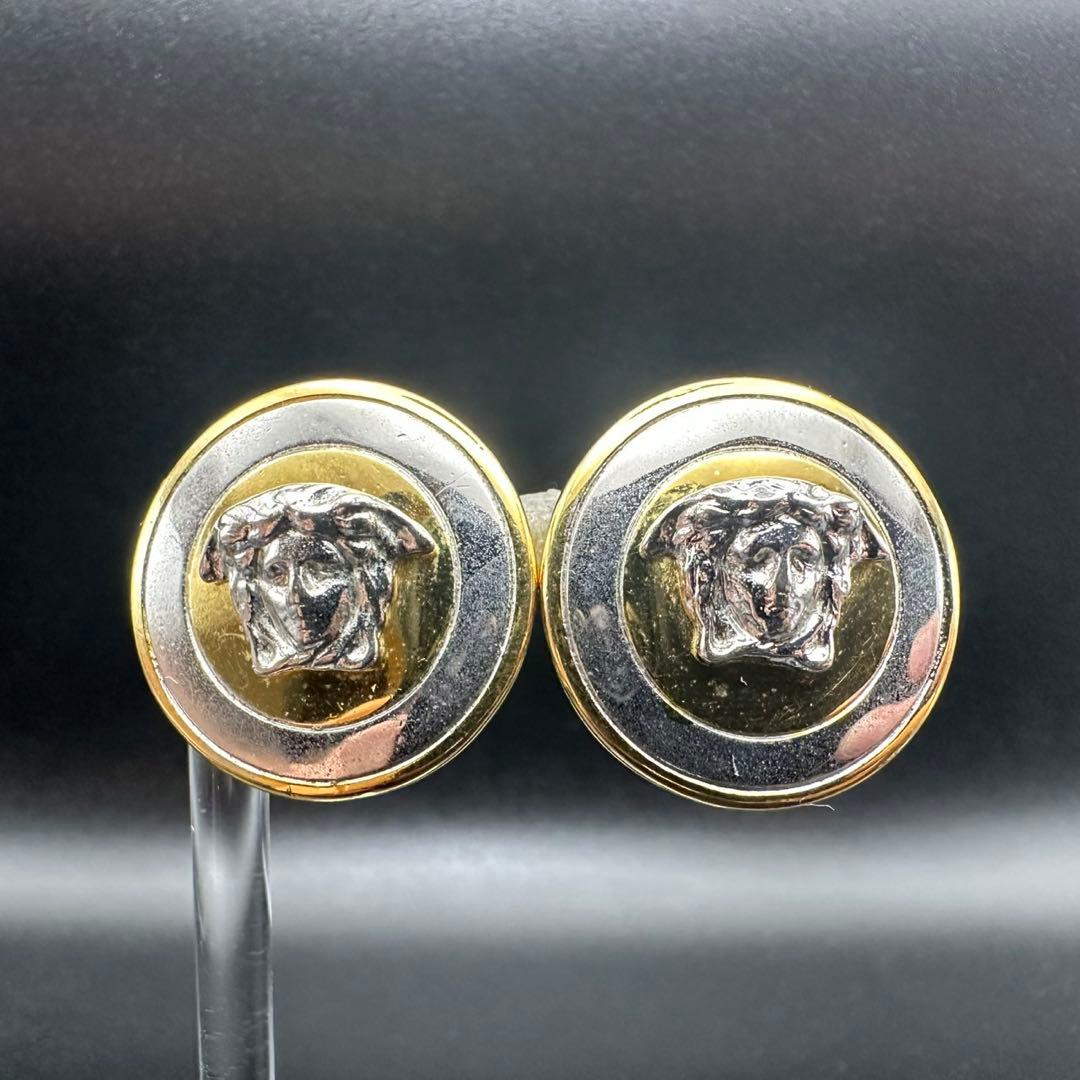 極美品✨ VERSACE ヴェルサーチ イヤリング グレカ ロゴ 刻印 1689