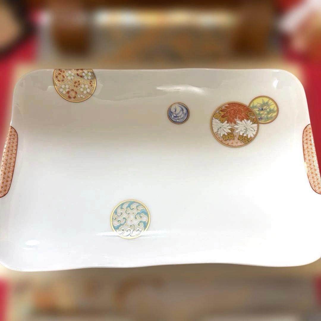 深川製磁　宮内庁御用達　寿赤絵　角皿&銘々皿 No.4-46