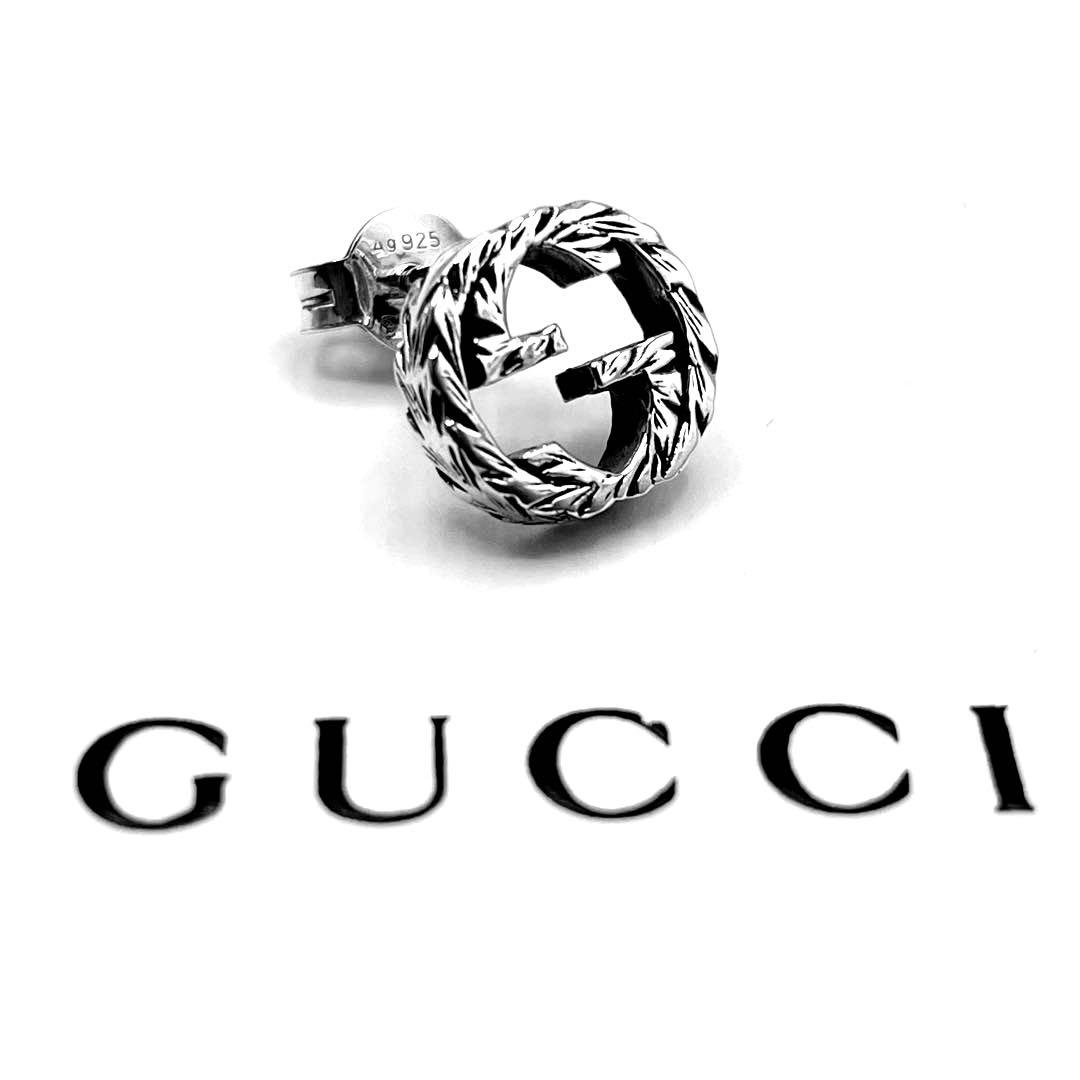 超美品】GUCCI ピアス インターロッキングG 燻 片耳 アラベスク
