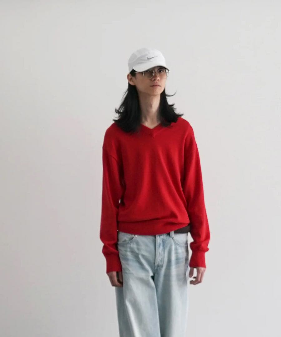 KAIKO V neck sweater \"RED\"サイズ3