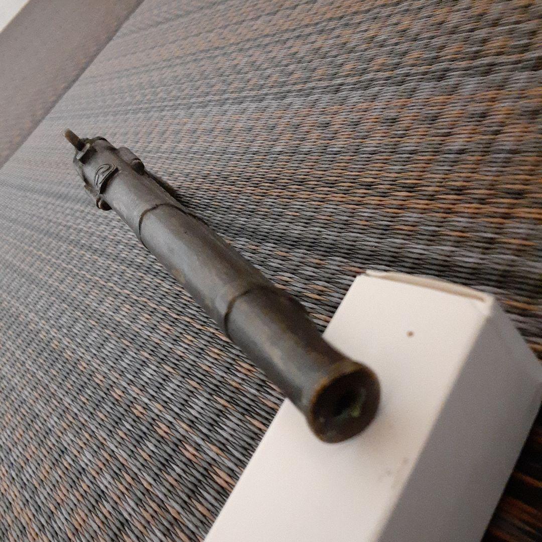 古い銅製火縄銃矢立/江戸明治商家実用/骨董携帯万年筆/文具六宝印籠巾着