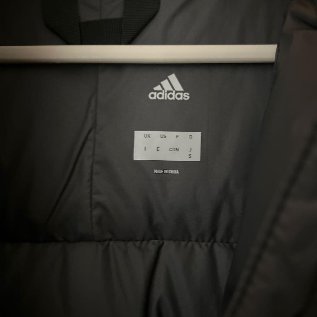 adidas アディダス ダウンコート ベンチコート sサイズ 黒ライン