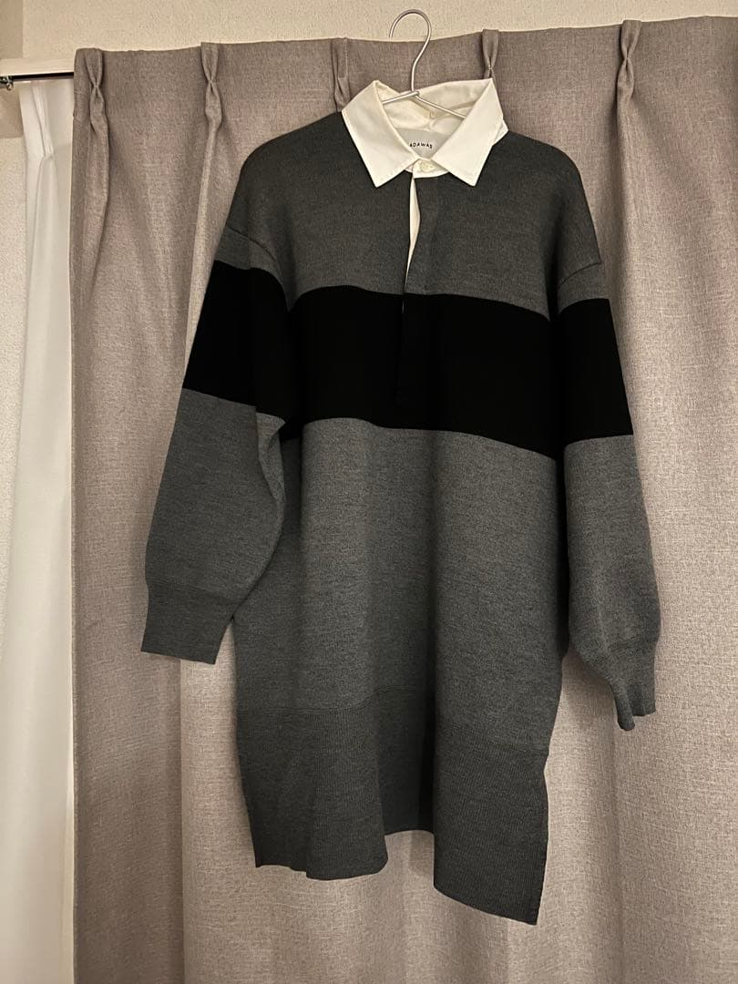 ADAWAS アダワス　ポロ襟　ラガーシャツ風ミニワンピース ADAWAS アダワス ポロ襟 ラガーシャツ風ミニワンピース