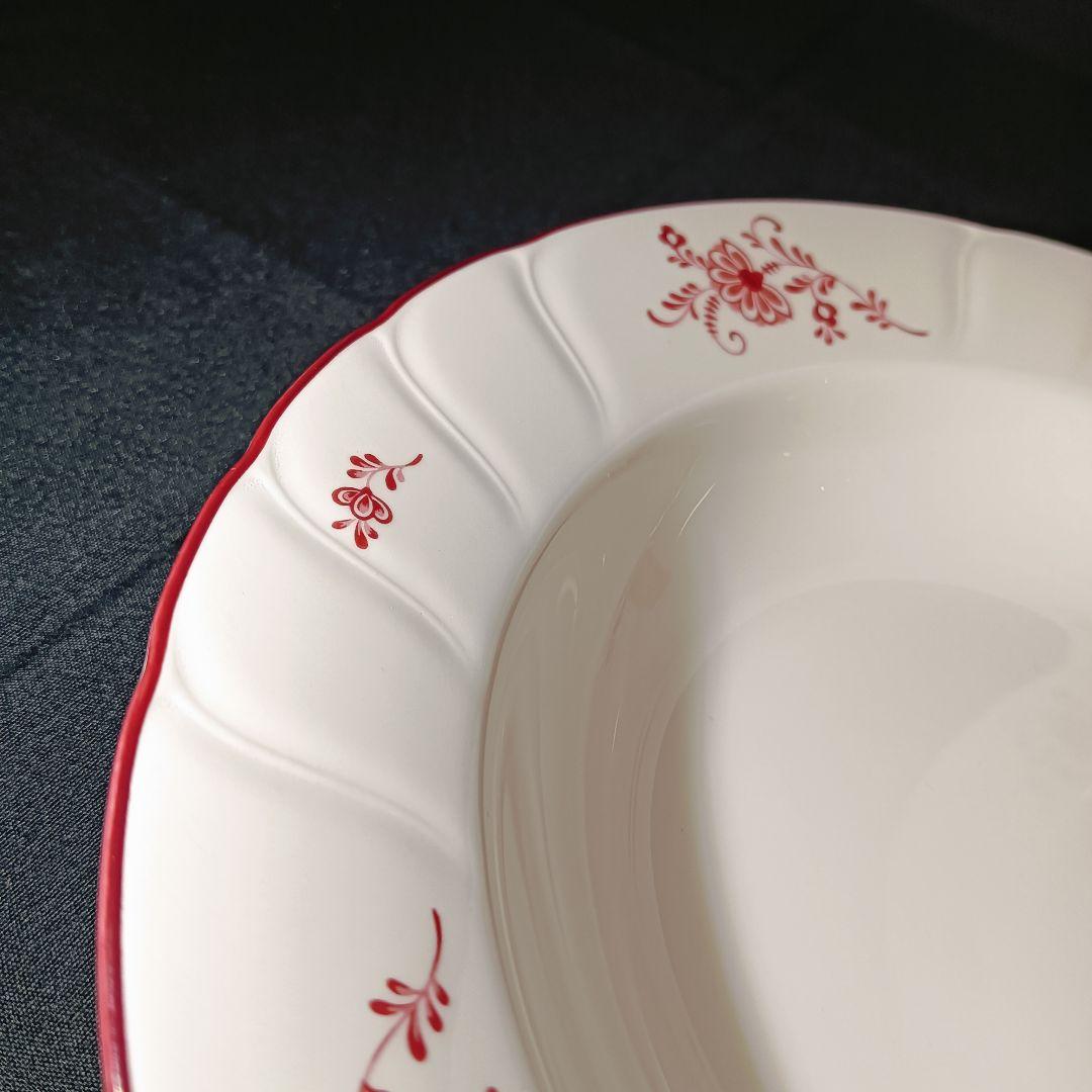 ノリタケ クラフトーン パスタ皿 中皿 各5客 深皿 赤 スープ皿 プレート