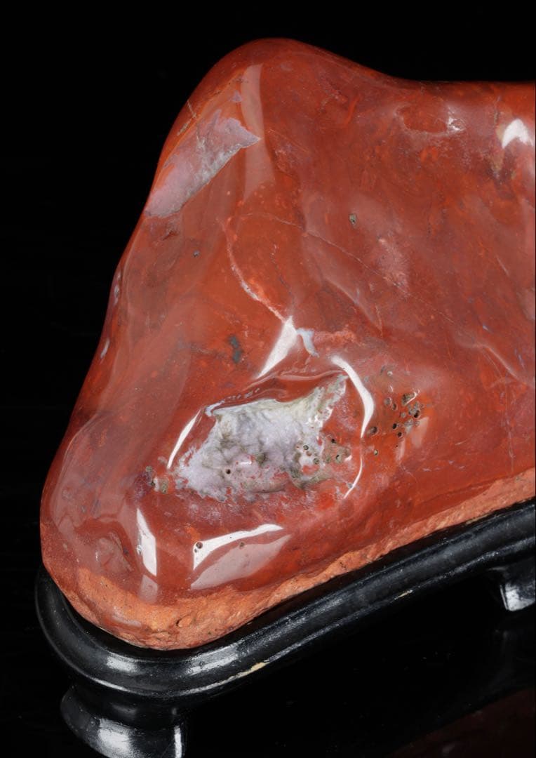 佐渡 赤玉石 碧玉 水石 鑑賞石 天然石 原石 飾石 美石 台座付 2.23kg