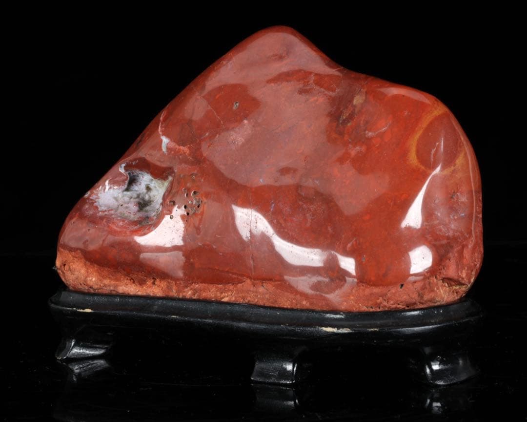 佐渡 赤玉石 碧玉 水石 鑑賞石 天然石 原石 飾石 美石 台座付 2.23kg