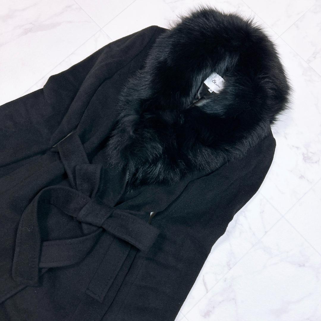 Pinky＆Dianne ブルーフォックスファー アンゴラ混 ロング コート