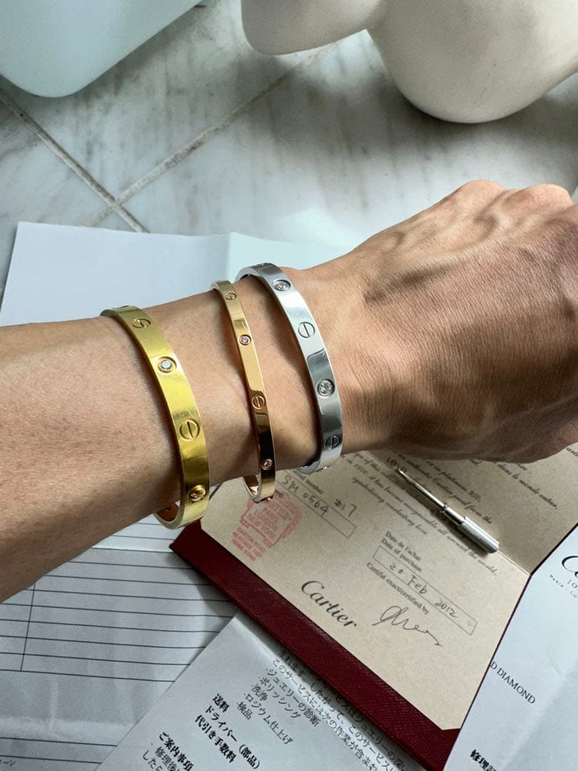 カルティエ ラブブレス　k18 wg 17 4p ダイヤ 楽天市場】カルティエ ラブブレス ハーフ ダイヤモンド #17 ドライバー