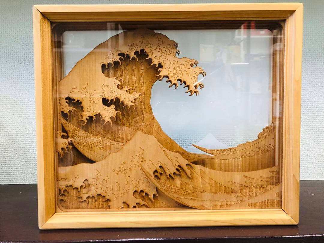 希少北斎神奈川沖浪裏木製オブジェのとひば 葛飾北斎「富嶽三十六景 神奈川沖浪裏」浮世絵木版画｜浮世絵工房