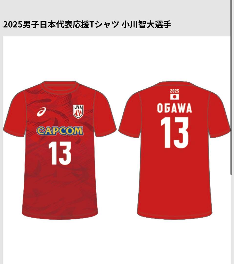 2025男子日本代表応援Tシャツ 小川智大選手 13番　Mサイズ 2025年男子日本代表応援Tシャツ 小川智大 13 XL 2025年男子日本代表