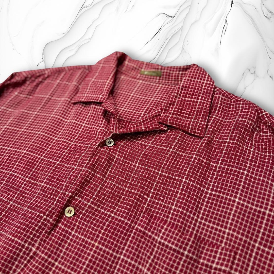 《98SS》Y's for men ウール オープンカラーシャツ 開襟 チェック