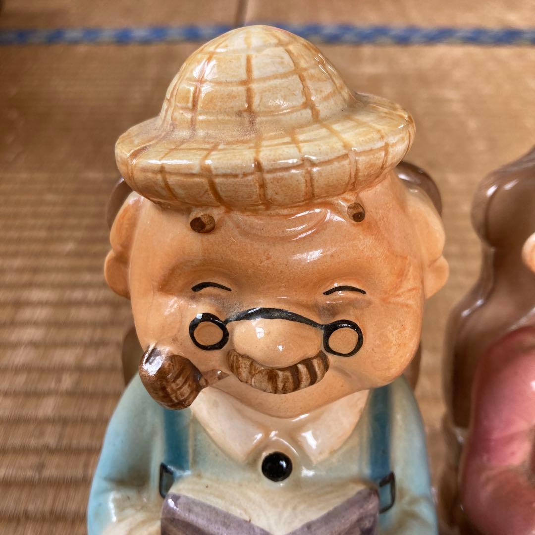 おじいちゃん おばあちゃん 貯金箱 加藤工芸 陶器 昭和レトロ