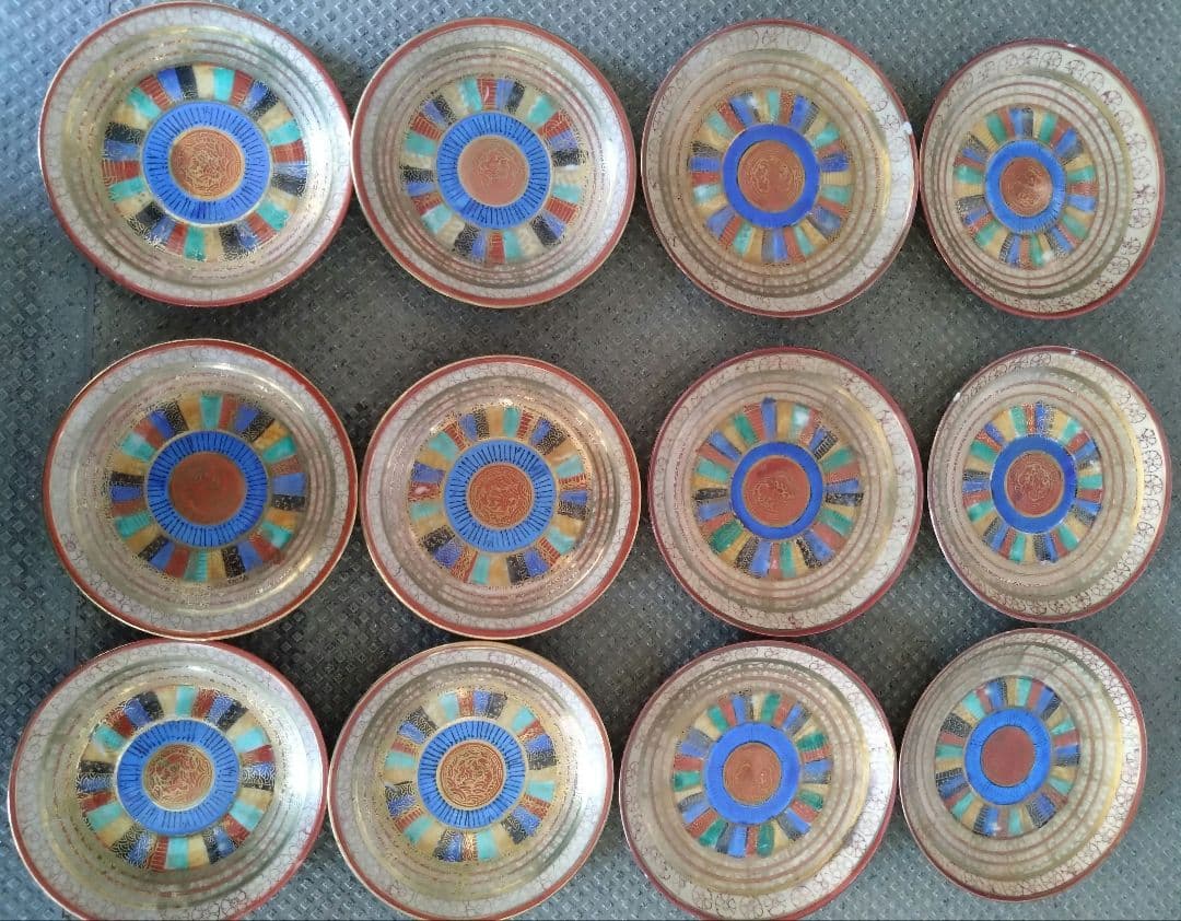 アンティーク　オールドジャパン　千人顔　金彩　ラスター彩　お皿12枚セット オールドノリタケ ラスター彩 デミタスカップ＆ソーサー 6客セット