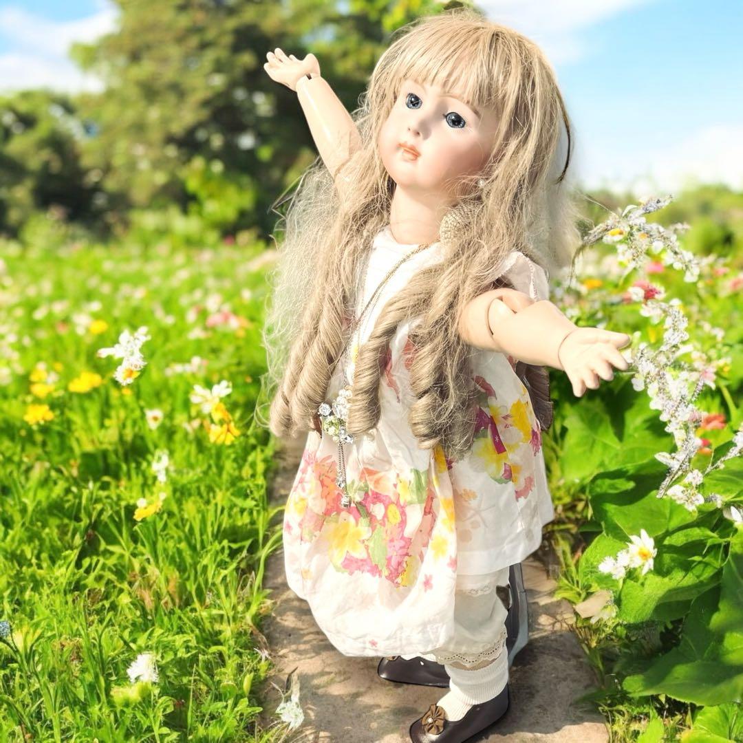 ビスクドール ロングフェイス ジュモー 作家様 ワンピース ドレス ボネ