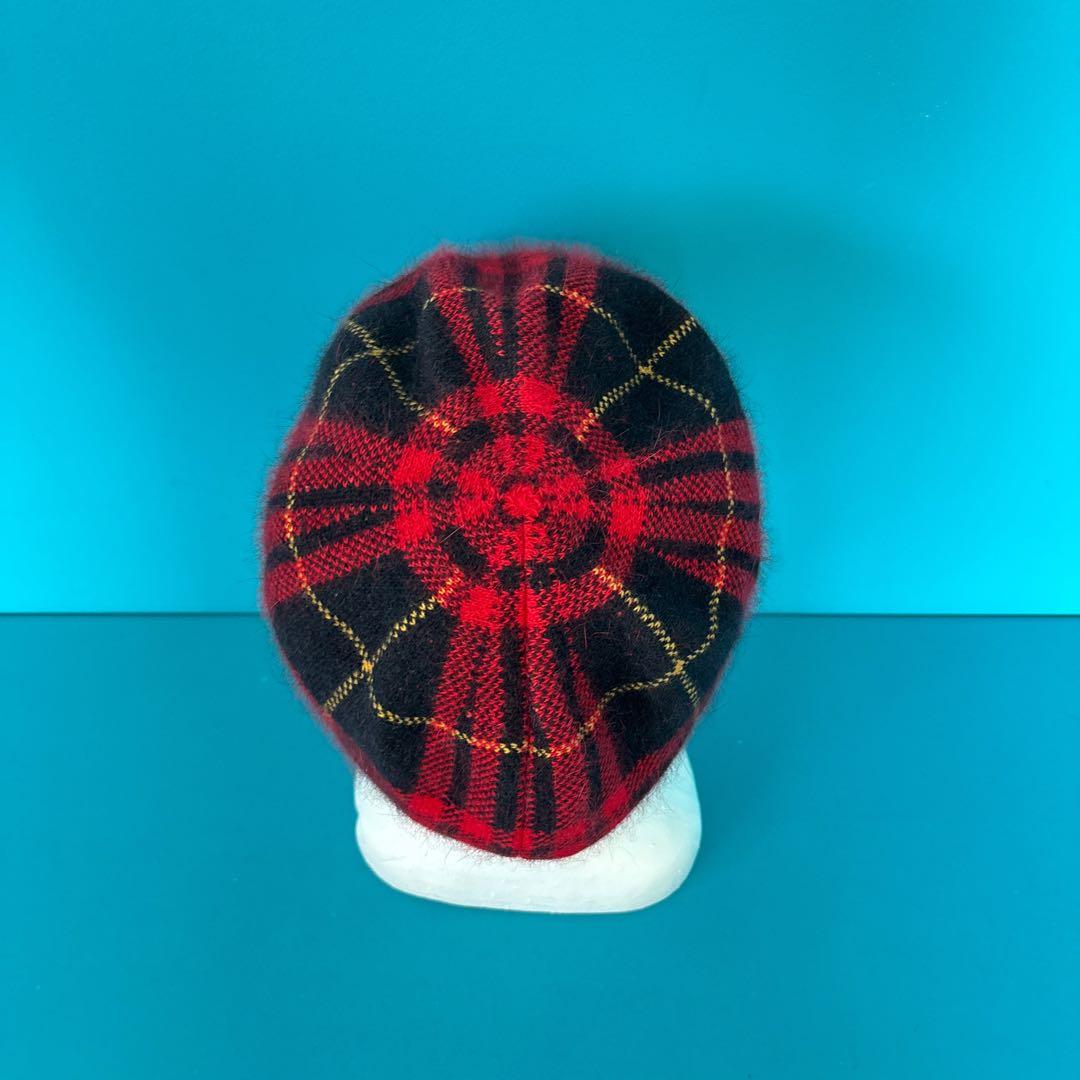 ヴィヴィアンウエストウッド 赤と黒のチェック アンゴラベレー帽 A13