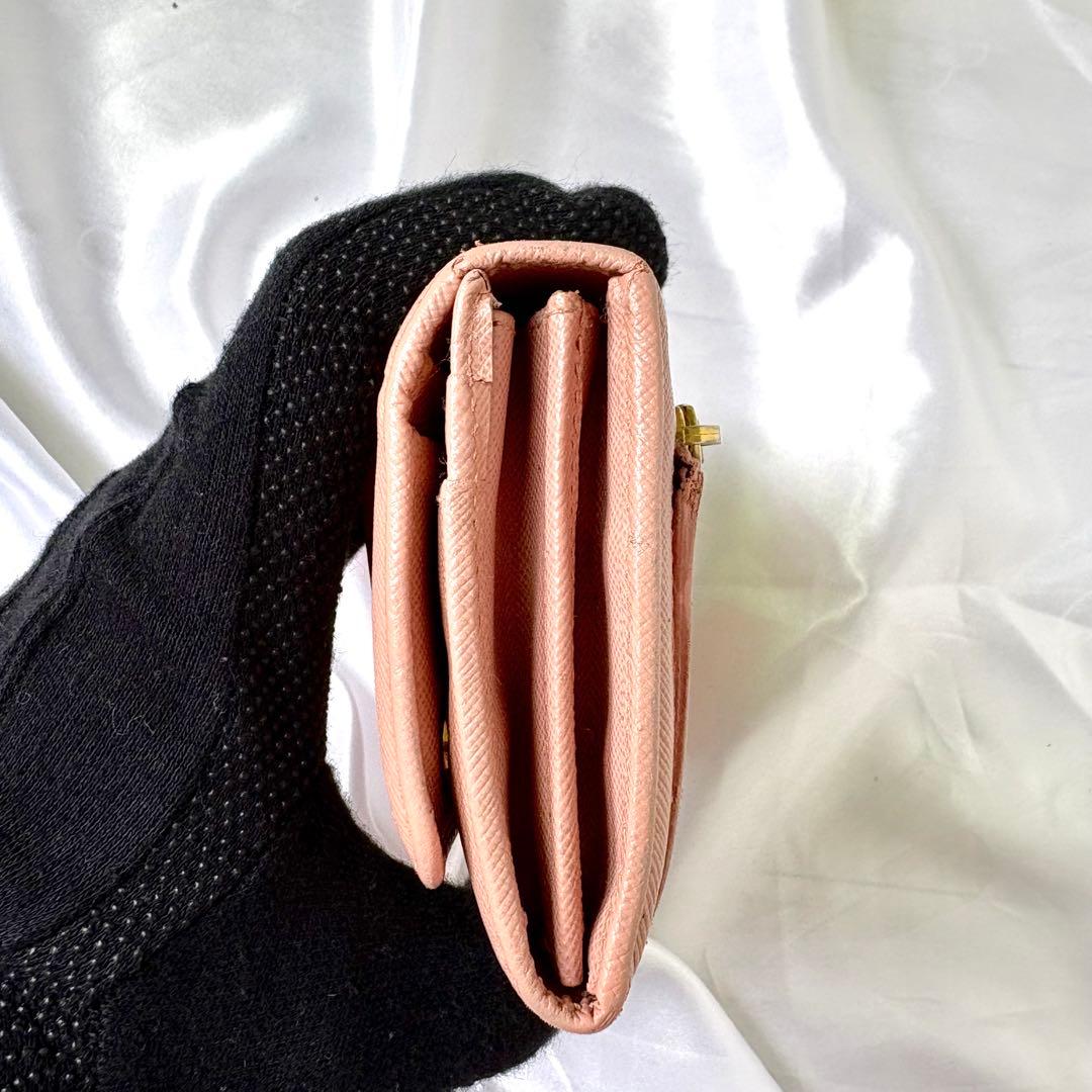 美品✨PRADA 長財布 サフィアーノ フィオッコ メタルロゴ ピンク PRADA