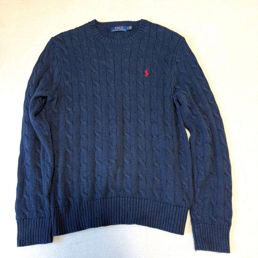 美品　ポロラルフローレン　ケーブルニット　ニット　M ネイビー 中古・古着通販】POLO RALPH LAUREN (ポロ・ラルフローレン) ケーブル