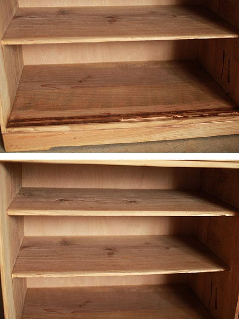 古い木枠のガラス戸棚 小引き出し2杯 食器棚 水屋 キャビネット 古