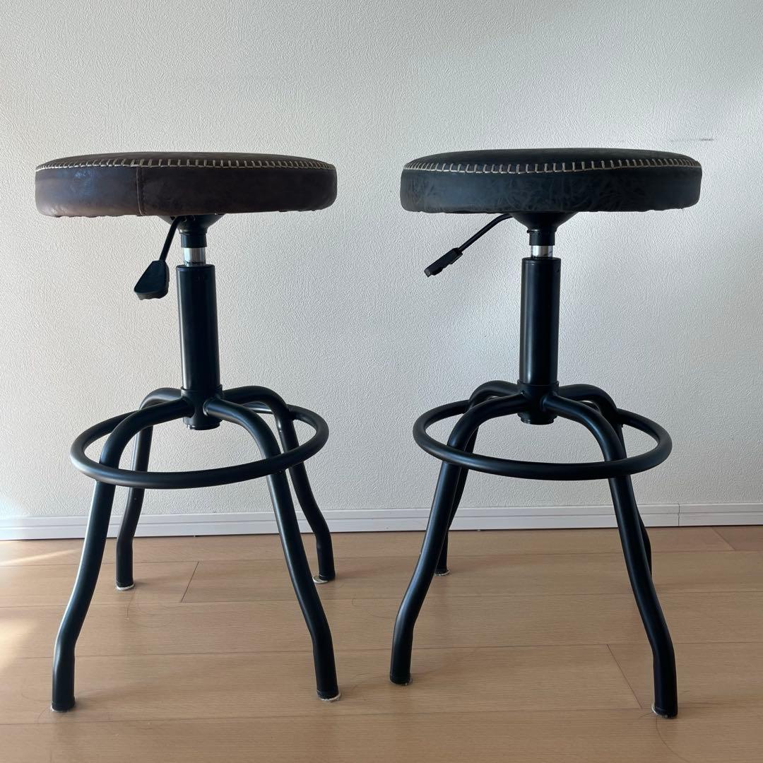 スツール 丸椅子 高さ調節 ブラウンとブラック スツール 座面高480～720mm 高さ調節可能 丸椅子 ラウンドスツール CNI