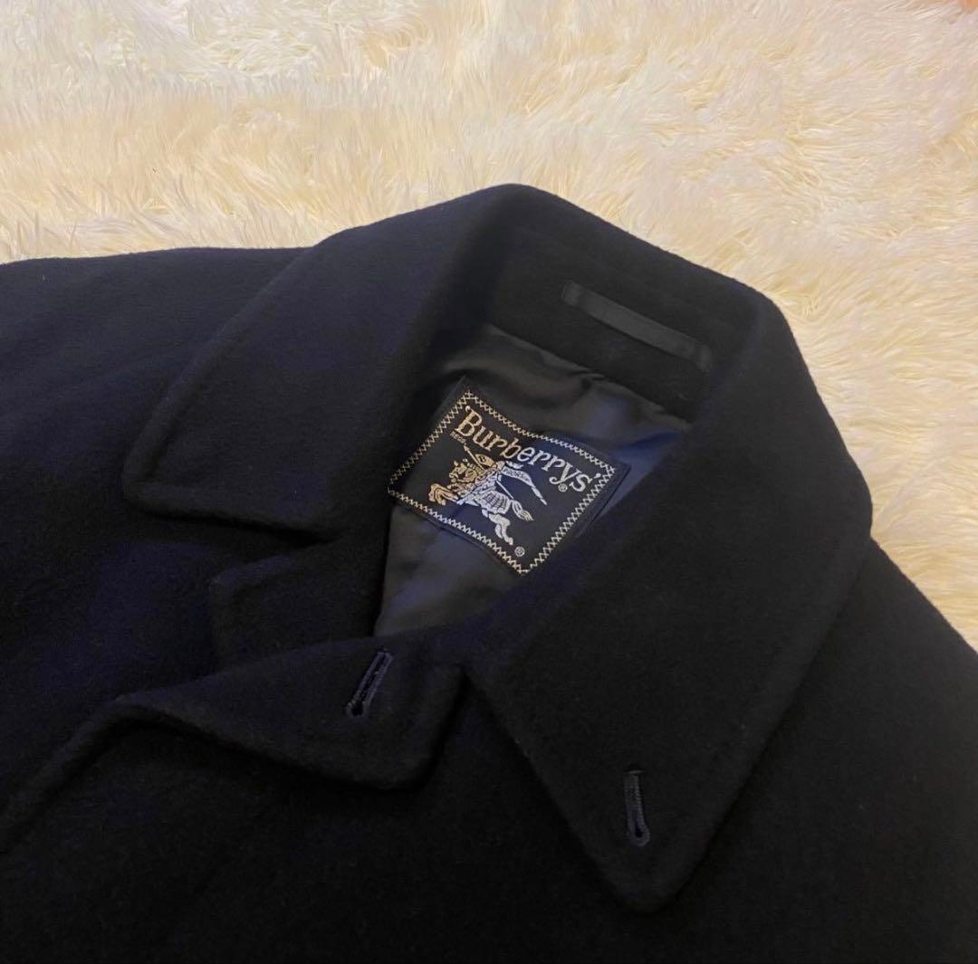 美品】バーバリー カシミヤ チェスターコート ダークネイビー メンズ