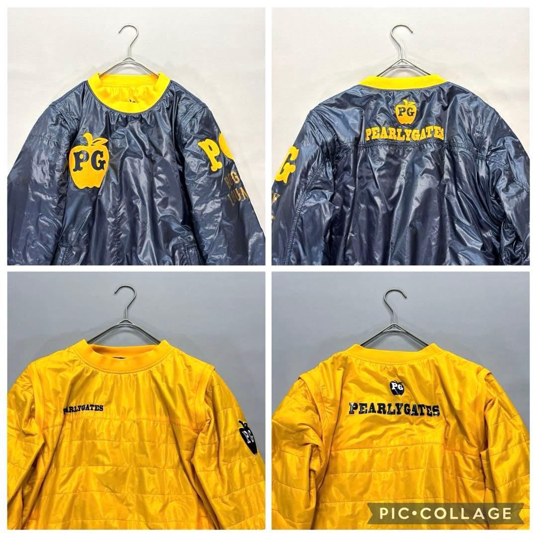 パーリーゲイツ 中綿ブルゾン スニード リバーシブル 2way 袖着脱 紺