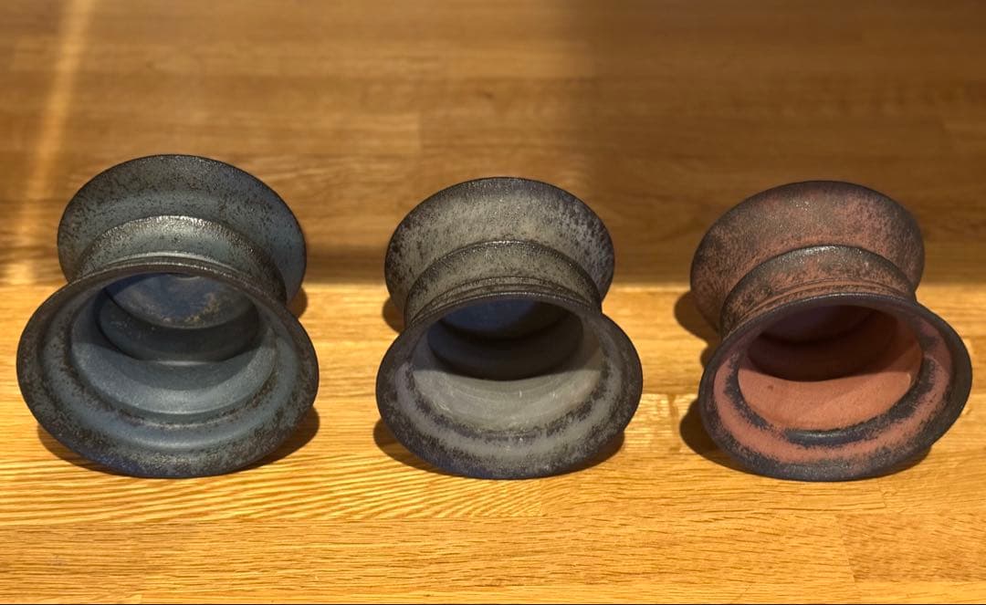 【レア鉢】3セット　渋谷英一　-地乃器-　 “ver.Sigma”　緑青　灰　朱